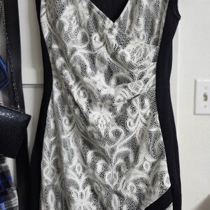 Elegant Black and White Lace Dress